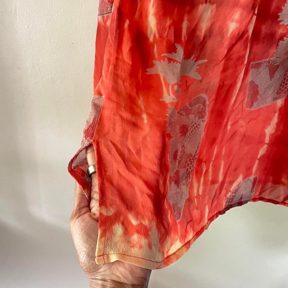 Artisan Citron 100% Silk Hand Dyed Boho Blouse & Scarf Set - Picture 7 of 8